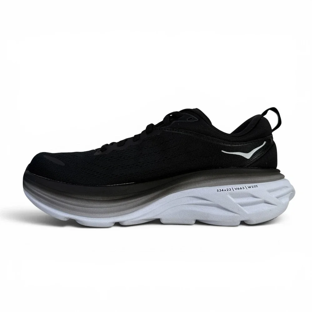 Hoka Bondi 8 Womens Running Shoes Size 7 B Black White 1127952 BWHT